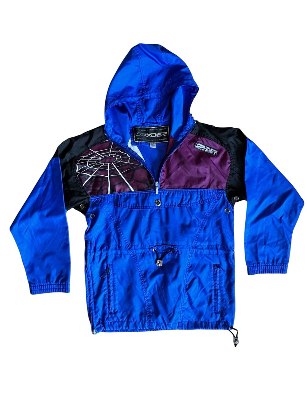 Vtg Spyder Spider Web Anorak Pullover Y2K 90s Windbreaker Junior Cadets 12⁠